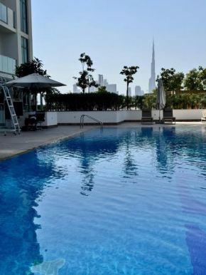 Burj Khalifa view modern 1BHK with balcony